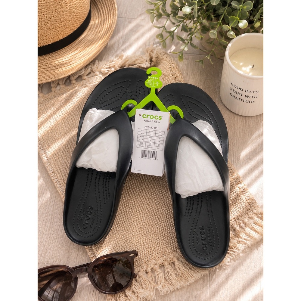 Crocs Kadee II Flip Women's Size 10 Black Flip Flop Sandals 202492-001 NWT
